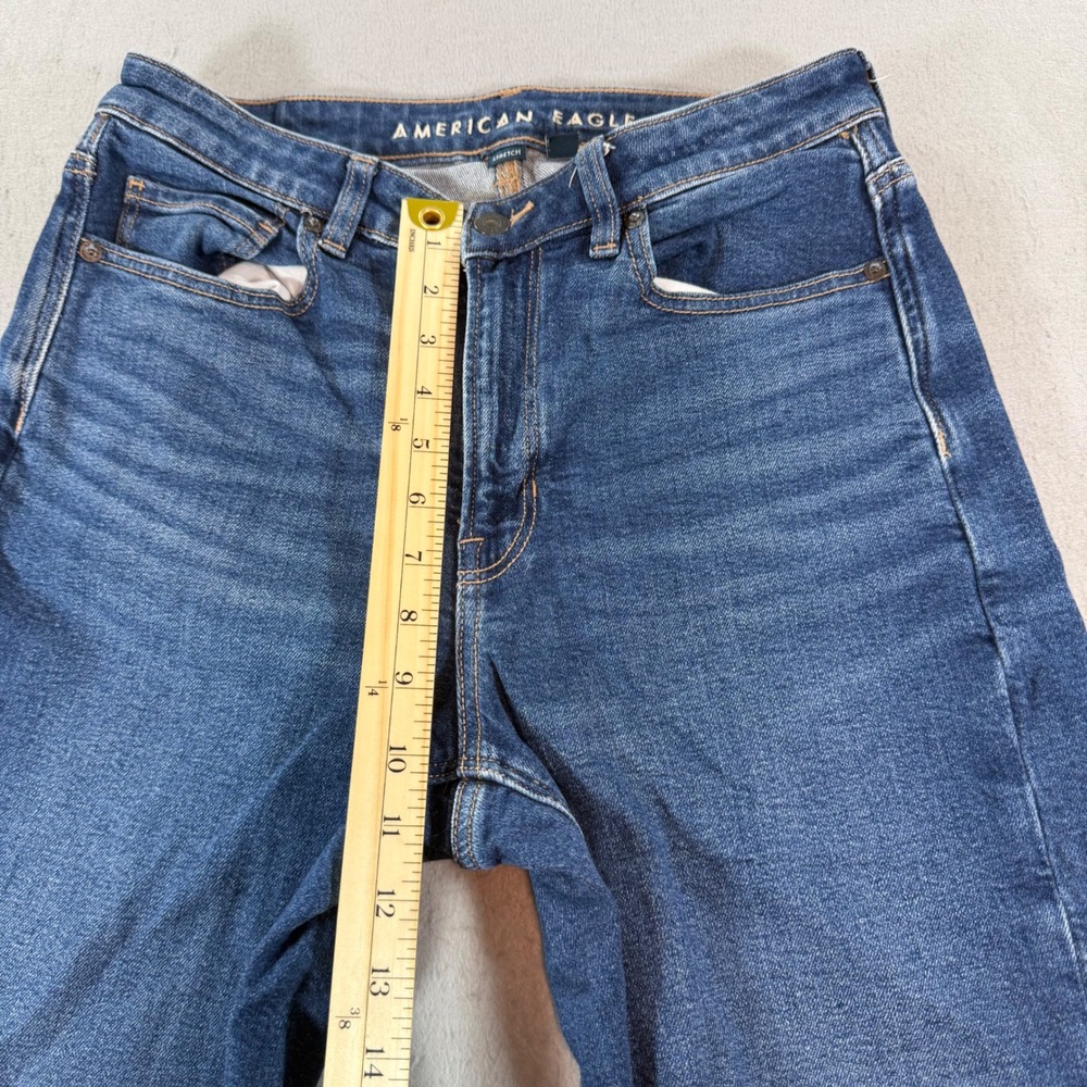 American Eagle Mom Jeans Womens 8R High Rise Medium Wash Stretch‎ Denim - Picture 10 of 11